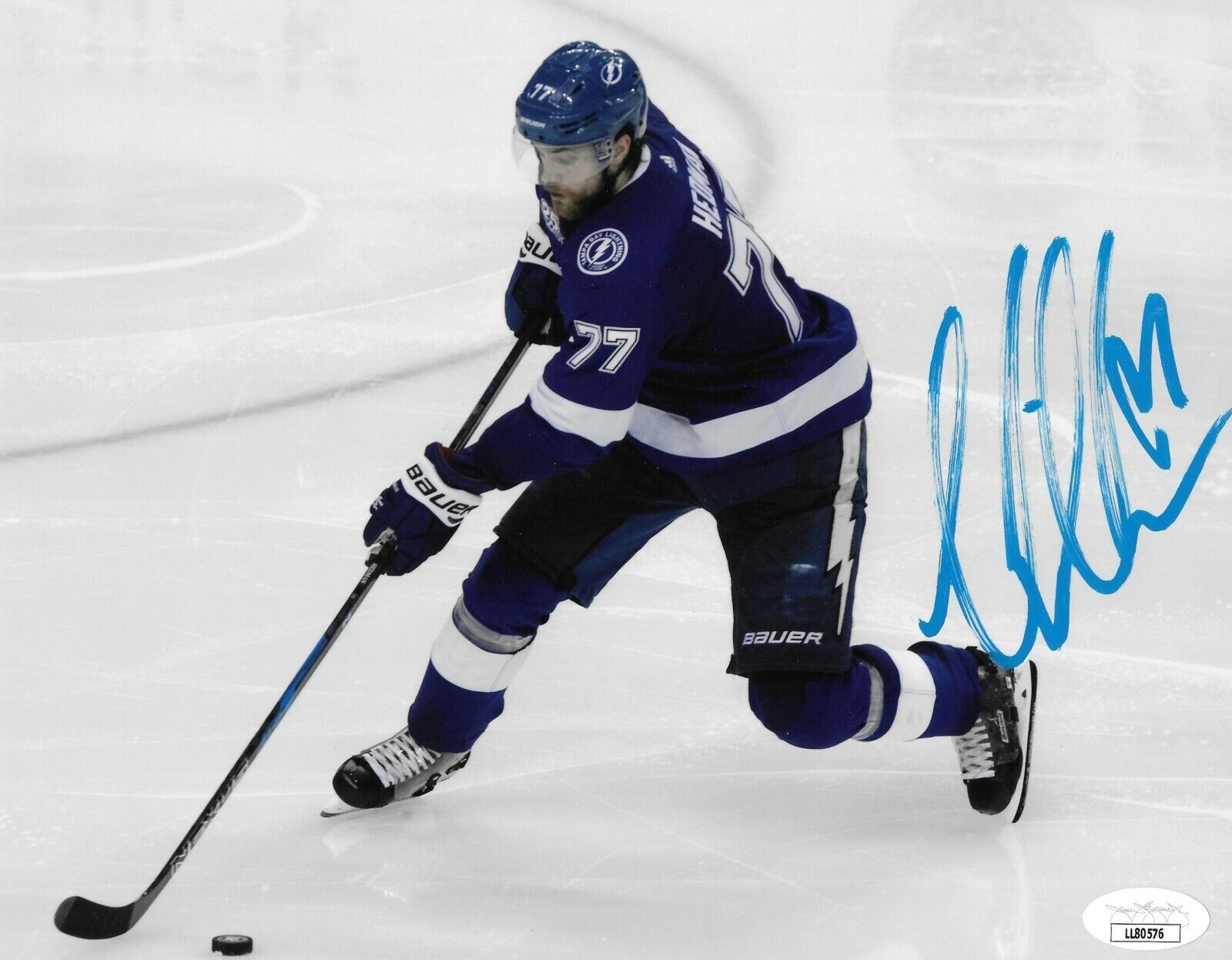 Victor Hedman Autographed 8x10 Photo Poster painting JSA COA NHL Tampa Bay Lightning Signed Shot