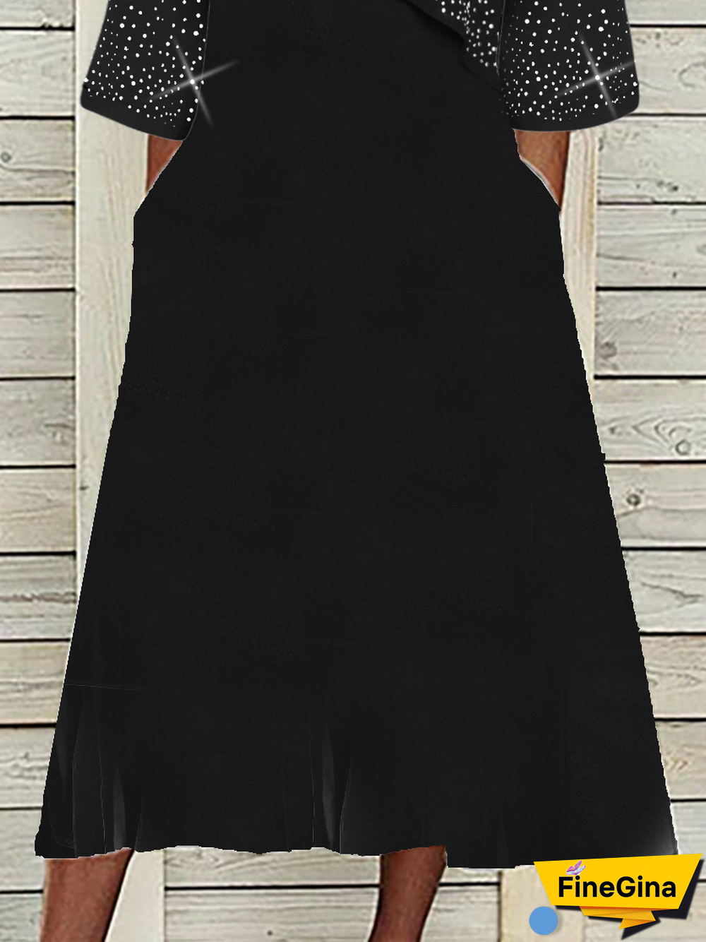 Abstract 3/4 Sleeve Casual Weaving Dress