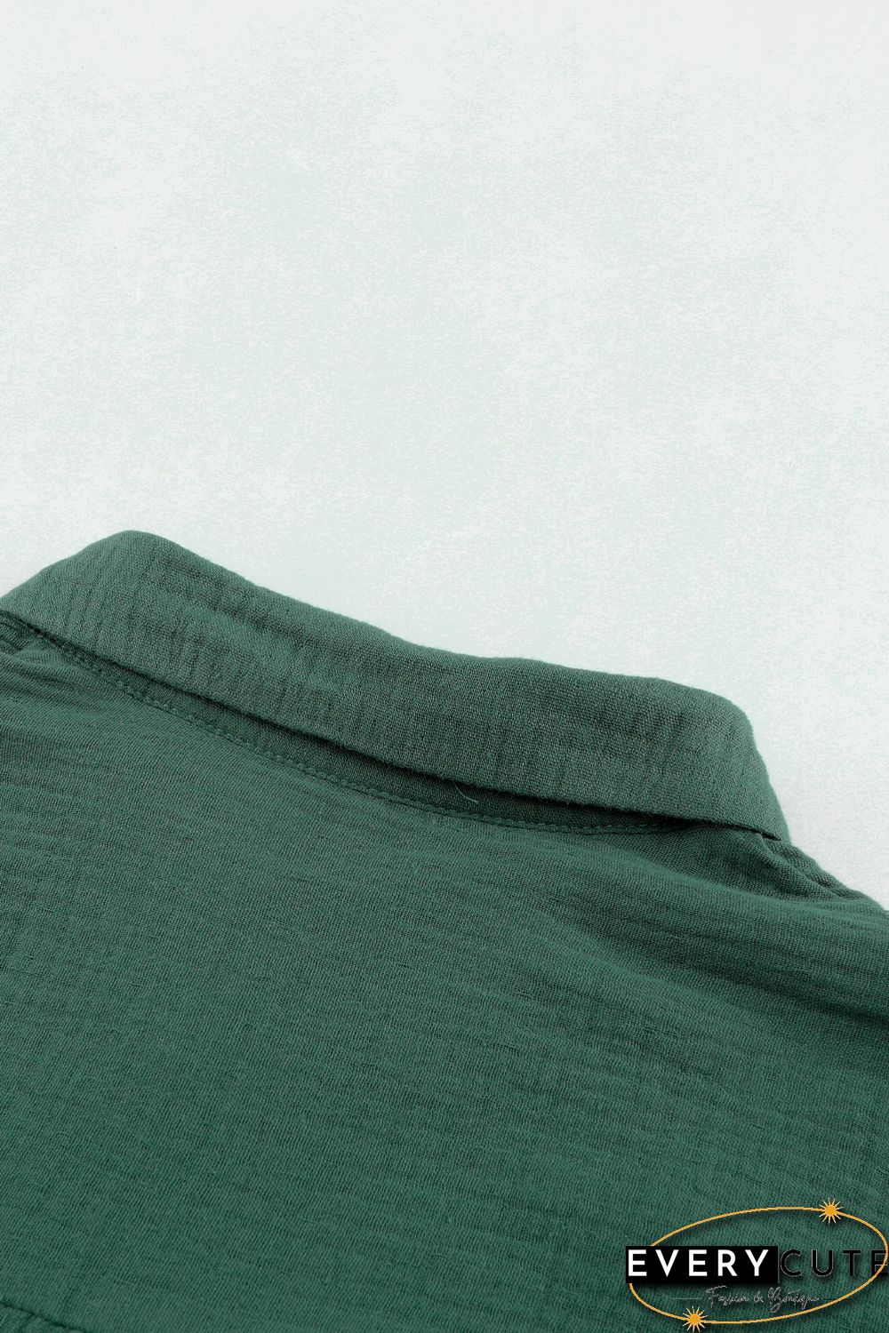 Green Ruffles Crinkled Long Sleeve Shirt