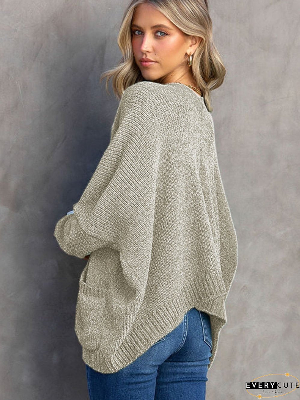 Solid Color Knit Cardigan