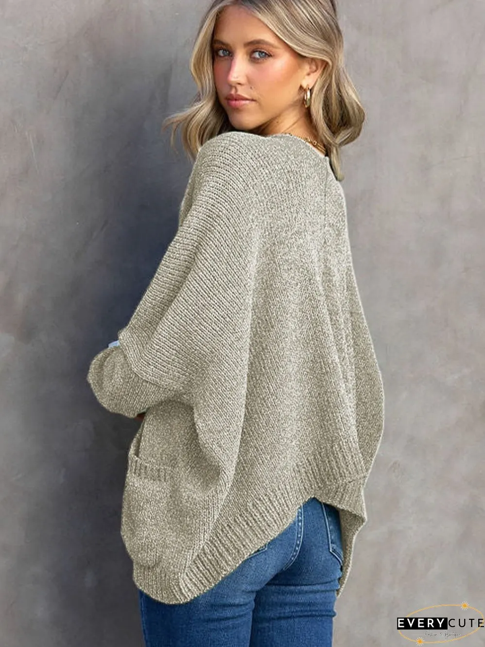 Solid Color Knit Cardigan