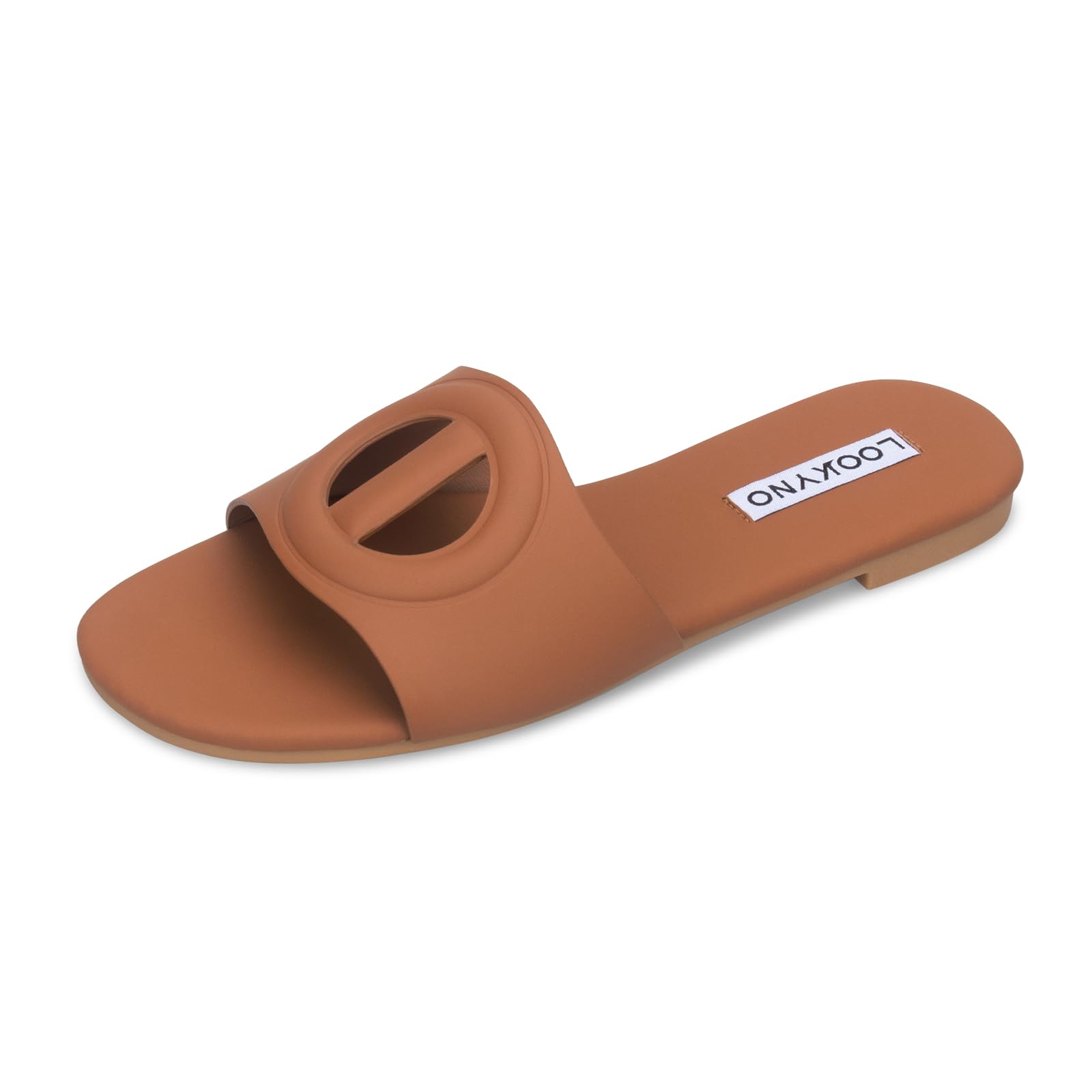 Women's Flat Sandals Comfortable Slip On Leather Slide Sandals