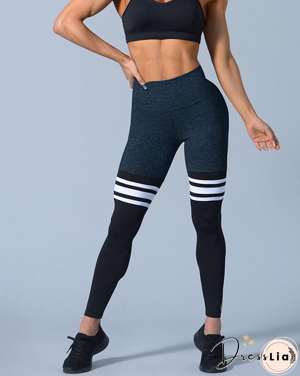 Color Block Splicing Striped Skinny Yoga Pants