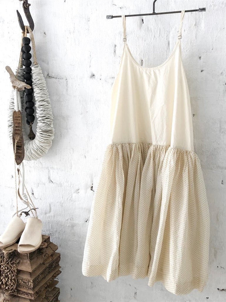 Polka Dots Stitching Sling Linen Dress