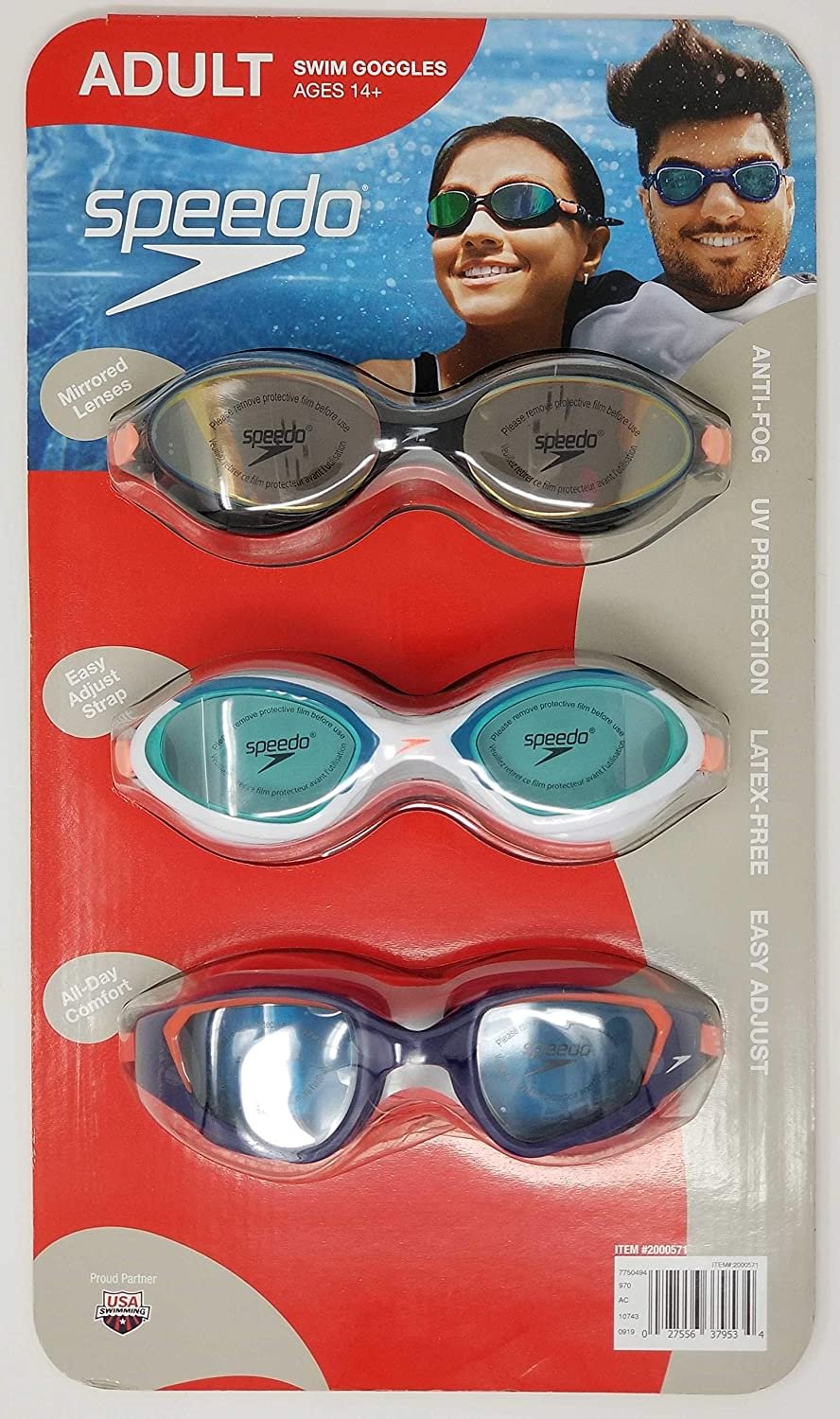 3 Pack Adult Swimming Goggles
