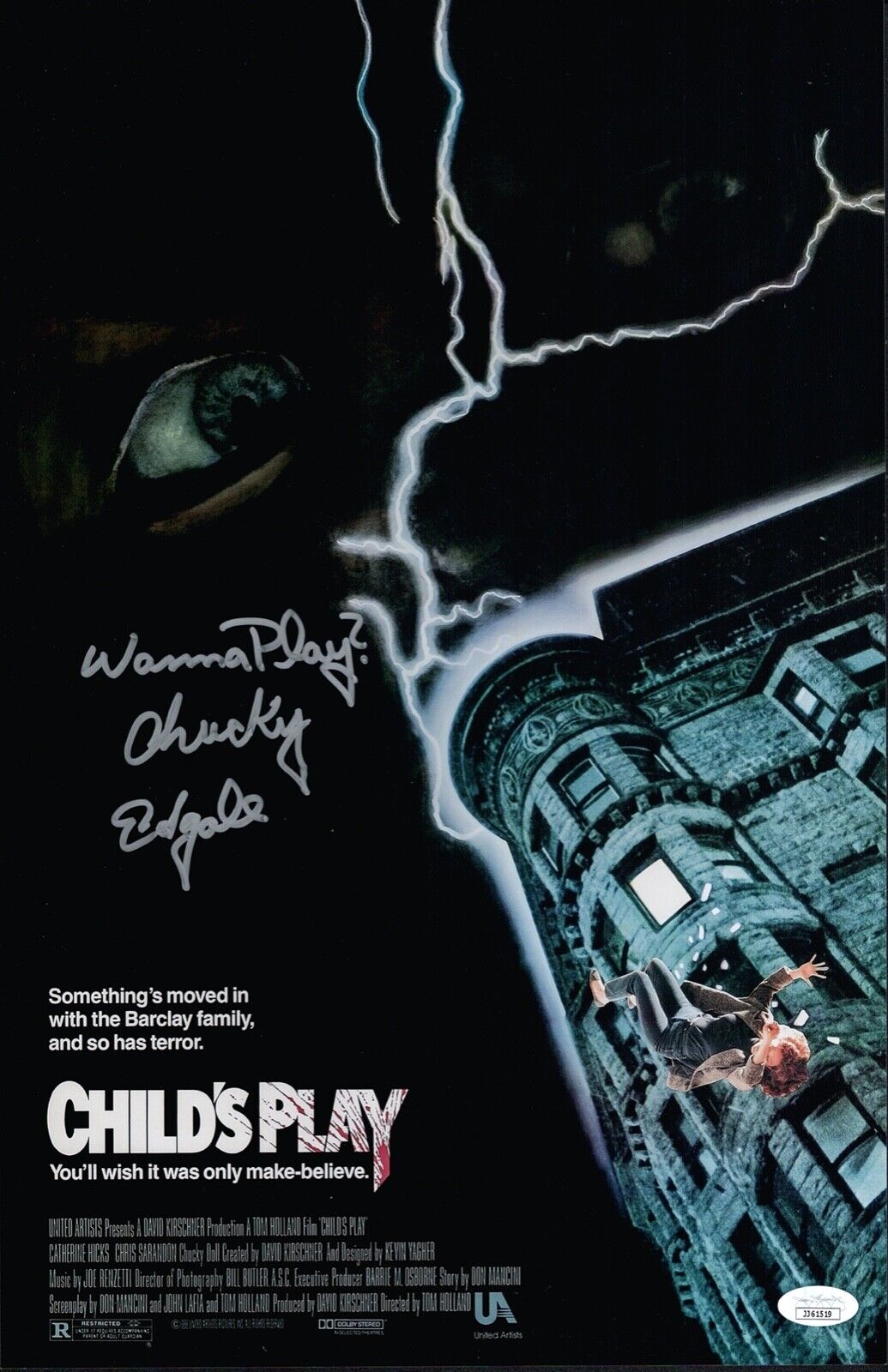 ED GALE Signed CHUCKY 11x17 Photo Poster painting Child's Play In Person Autograph JSA COA Cert