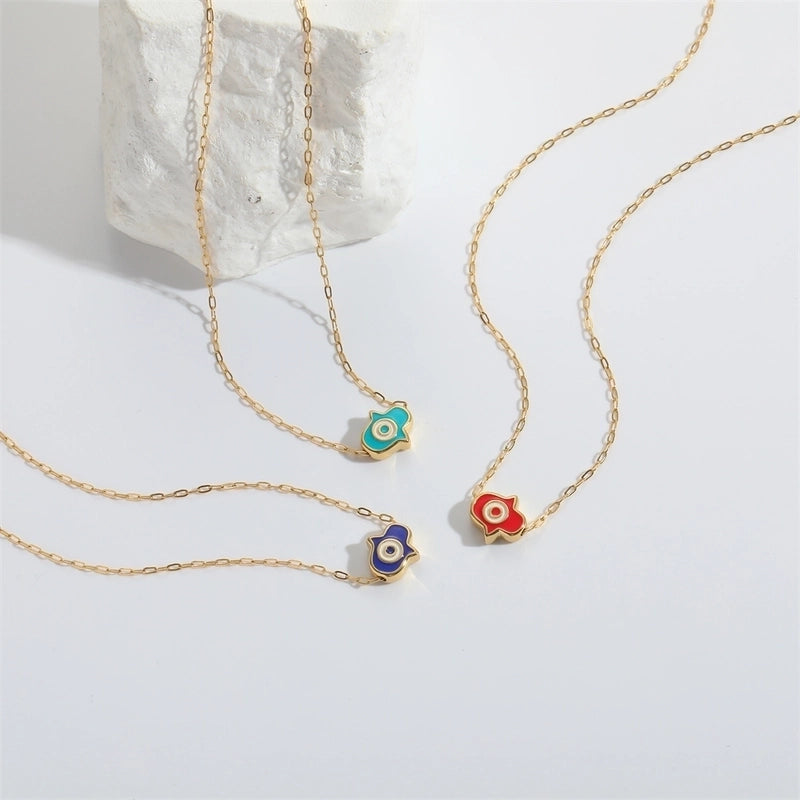 Copper 14K Gold Plated Enamel  Pendant Necklace