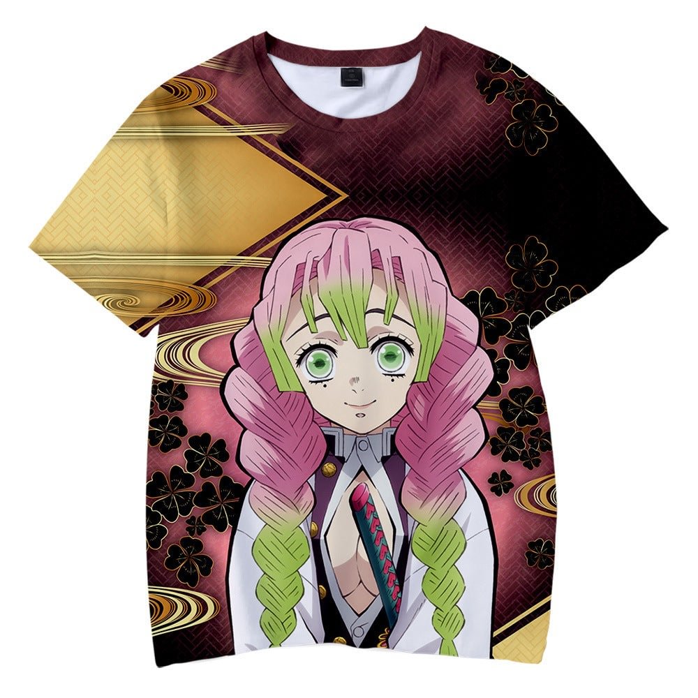 Demon Slayer Printed T-shirts Round Neck Plus Size Casual Pullover Tops
