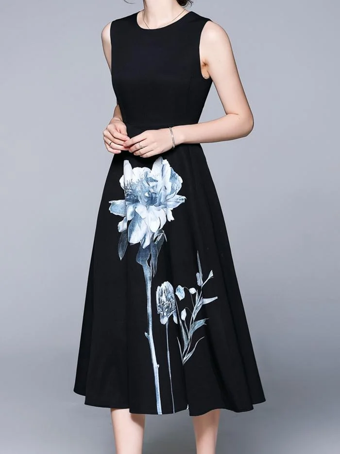 Fashion Round Neck Sleeveless Vest Dress