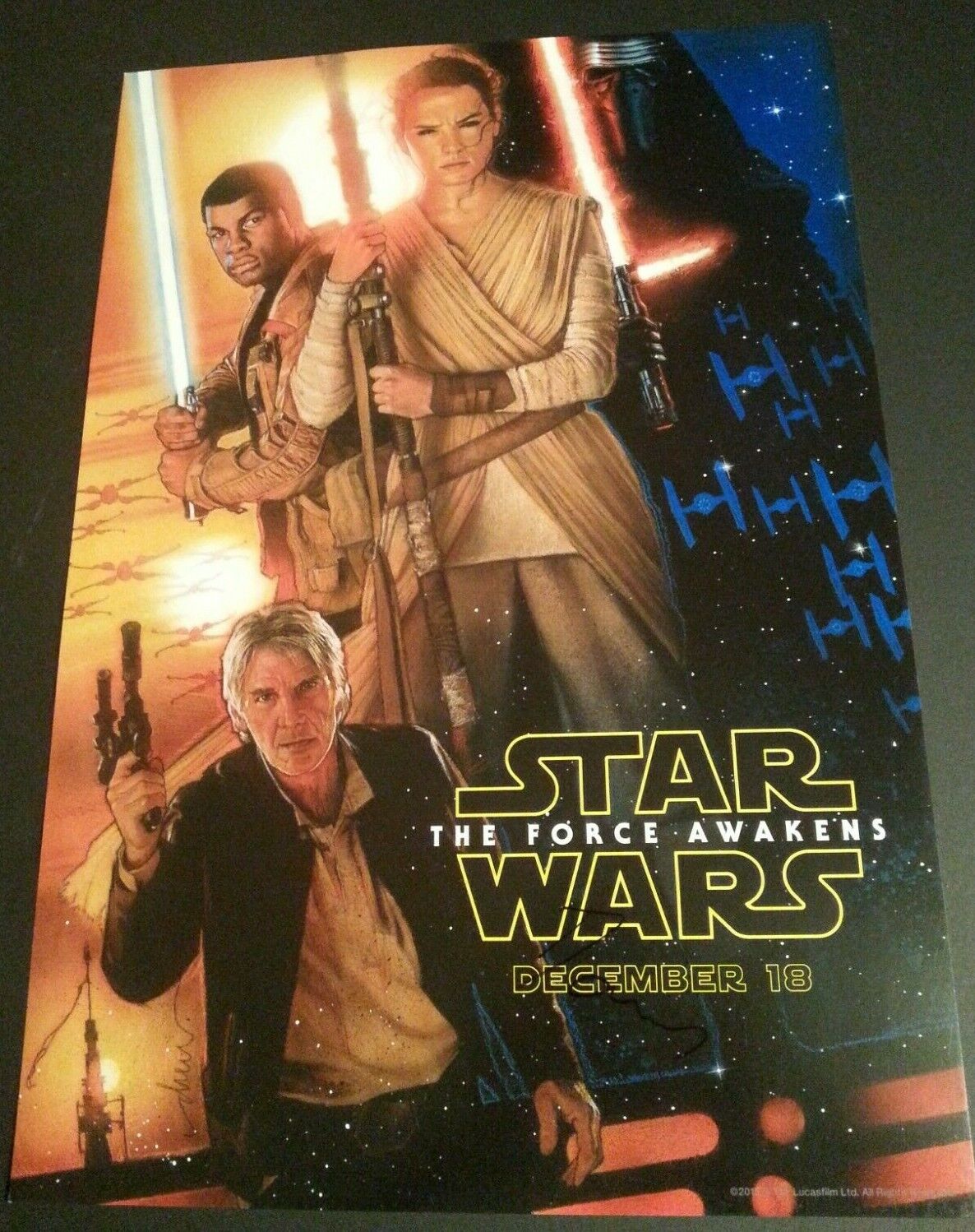 ~~ DAISY RIDLEY Authentic Signed STAR WARS THE FORCE AWAKENS 13x17 D23 Print ~~