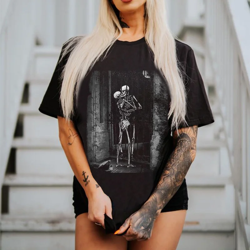 Bones Kiss Over the Hence Printed Women's T-shirt -  