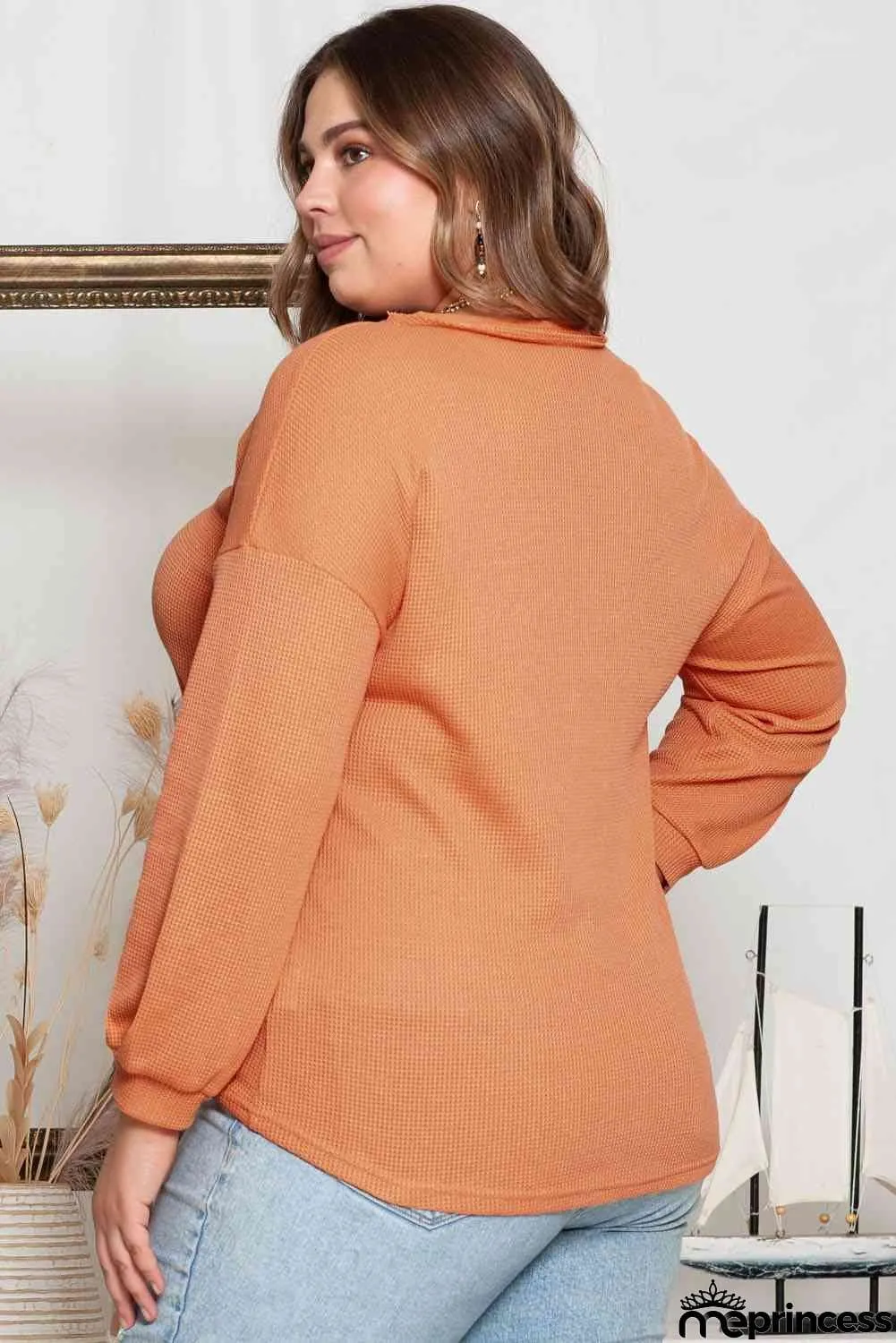 Plus Size V-Neck Dropped Shoulder Top