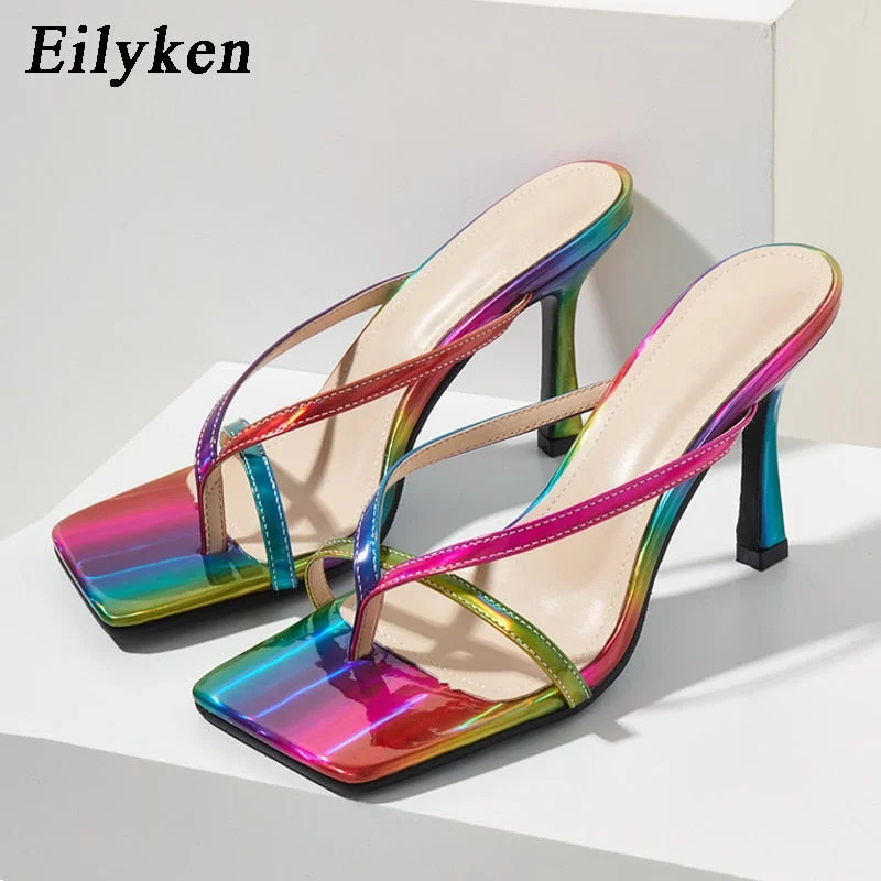 Eilyken 2022 New Color Women Slipper Summer Outdoor Sandal High Heel Slip On Flip Flops Women Slides Sandal size 41 42