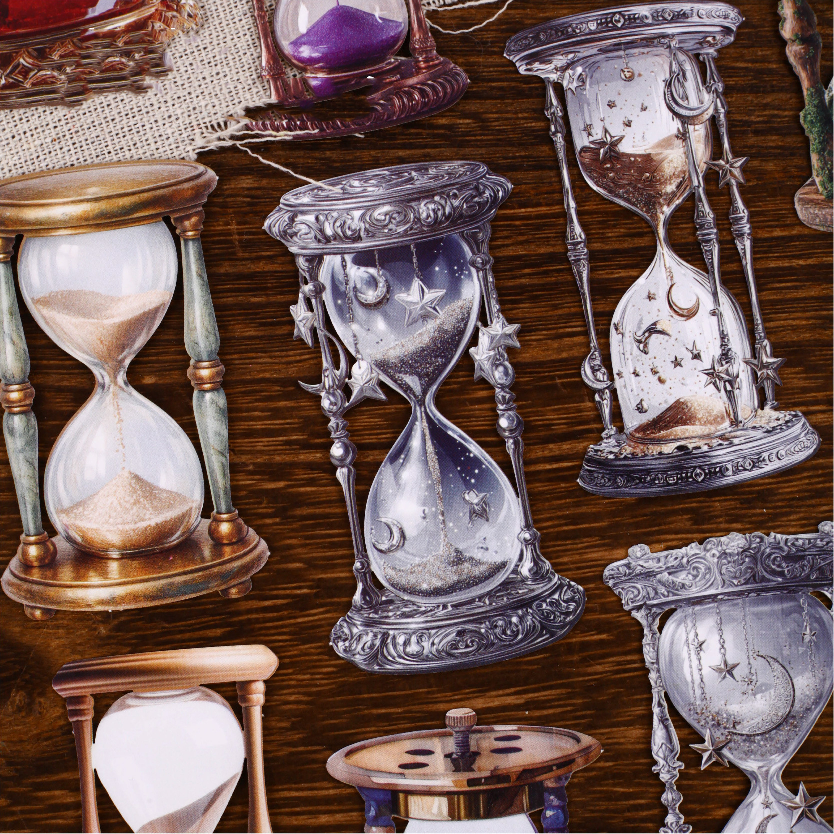 스티커 - 시간의 흐름 시리즈 빈티지 바로크풍 부조 모래시계