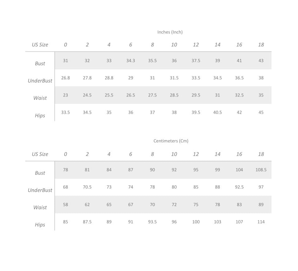 Sizing Chart Teuta Matoshi