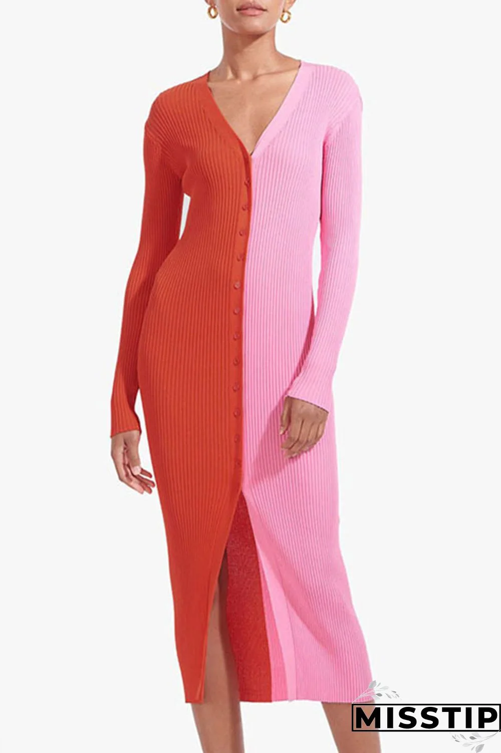 Black Brown Casual Solid Patchwork Buckle V Neck Straight Dresses