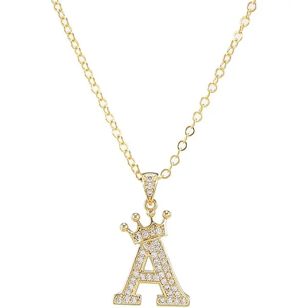 Crown Initial Pendant Necklace