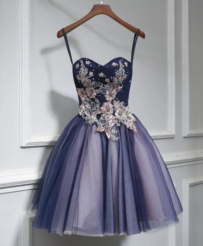 Cute Lace Tulle Short A Line Prom Dress