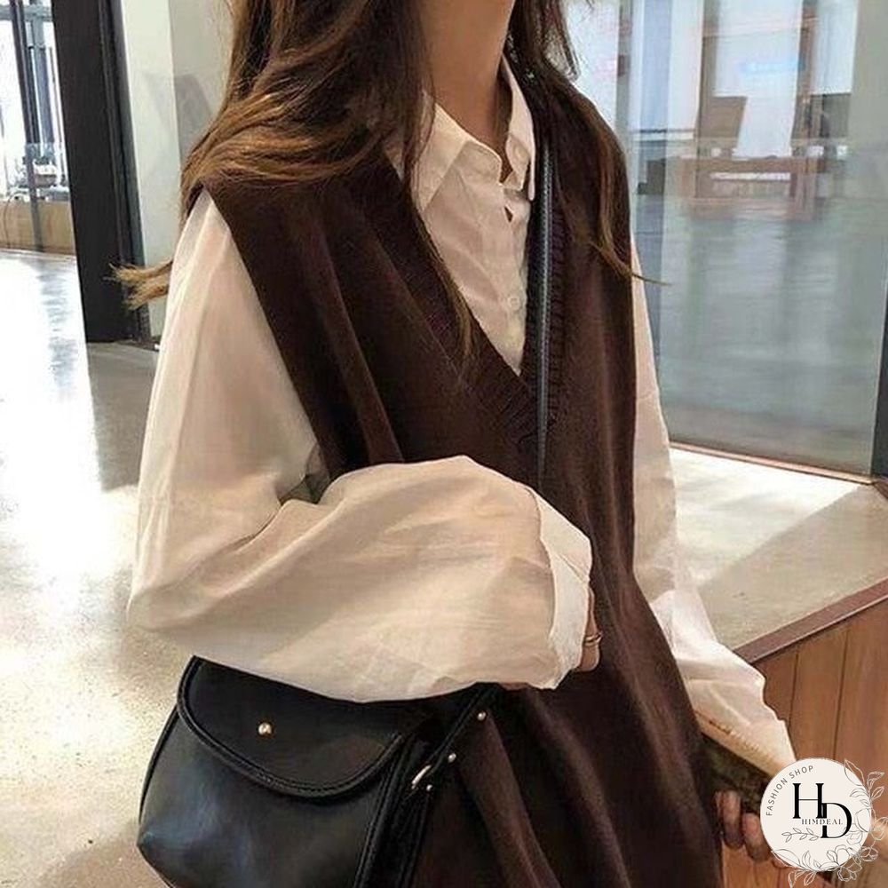Sweater Vest Women Solid V-Neck Loose Plus Size 3XL Simple Classic Elegant Office Ladies