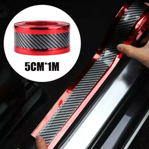 Dronehint Car Parts Red Carbon Fiber Car Door Plate Sill Scuff Cover Anti Scratch Sticker (For: GMC) Parts