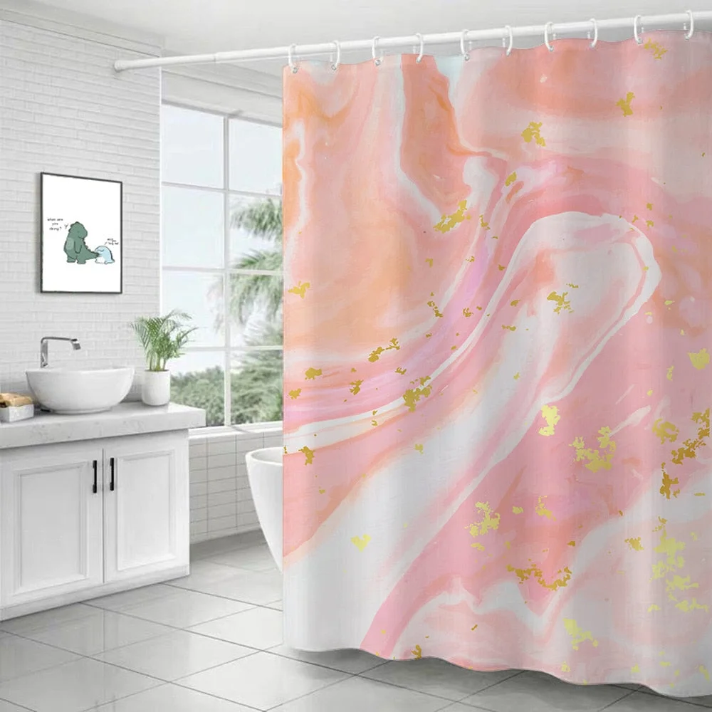 Polyester Abstract Marble Shower Curtain 3D Stripe Printing Colorful Bathroom Curtains Waterproof Fabric Bath Curtain Decor