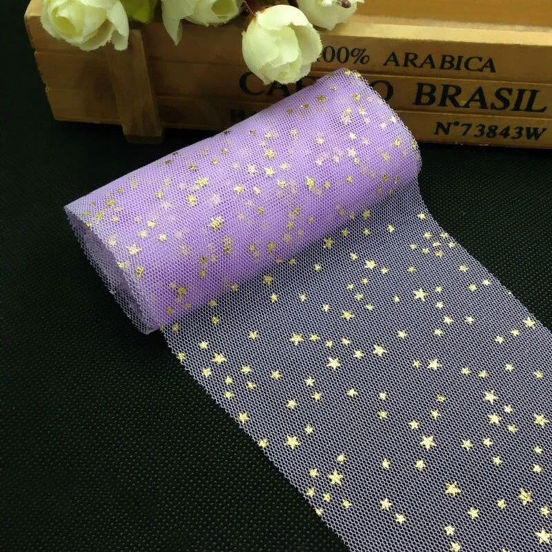 5m/roll 8cm Star Tulle Confetti Glitter Tulle Baking Cake Topper Tutu Pom Bow Soft Squine Tulle DIY Wedding Birthday Decoration