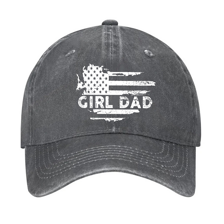 Girl Dad With Flag Print Funny Father Gift Hat