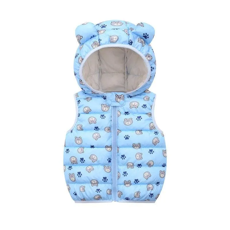 Autumn Winter Baby Warm Vest Kids Hooded Coat Boys Girls Padded Kids Clothes Toddler Infant Jackets Children Clothes Waistcoat
