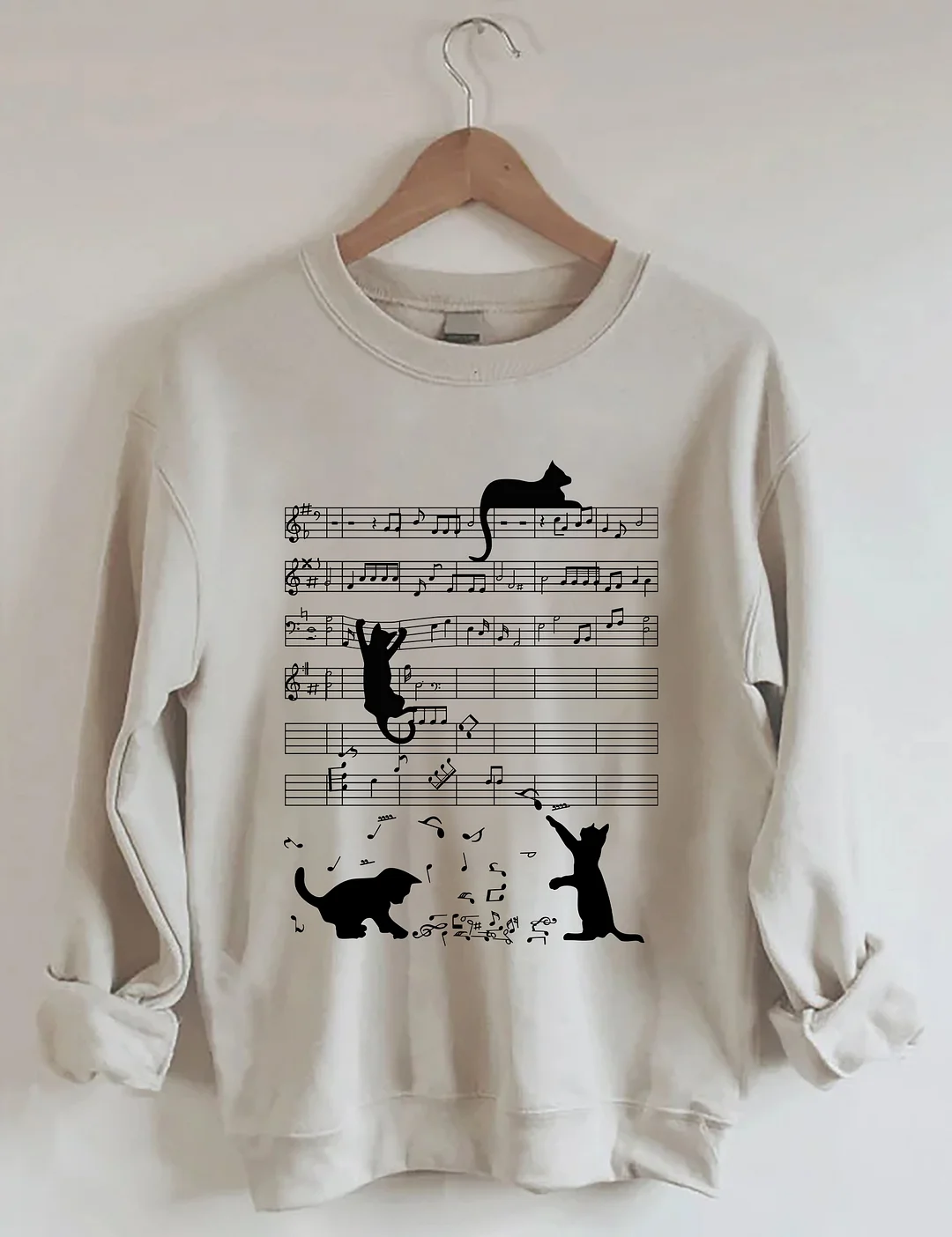 Cat And Music Notes Sweatshirt