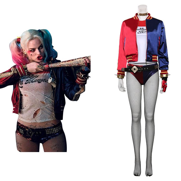 Suicide Squad T-shirt Pants Outfit Harleen Quinzel/Harley Quinn Halloween Carnival Suit Cosplay Costume