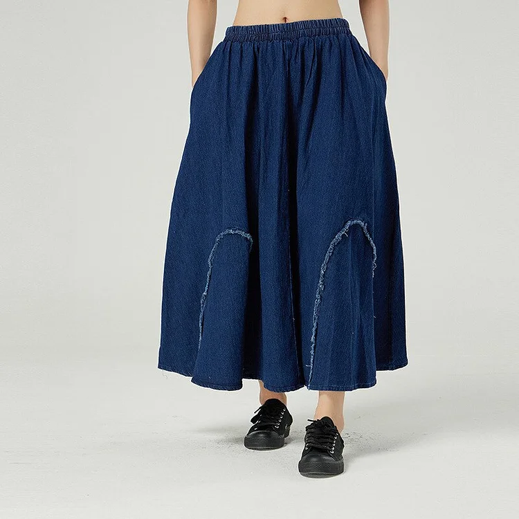 Simple Irregular Burrs Patchwork With Pockets Skirt