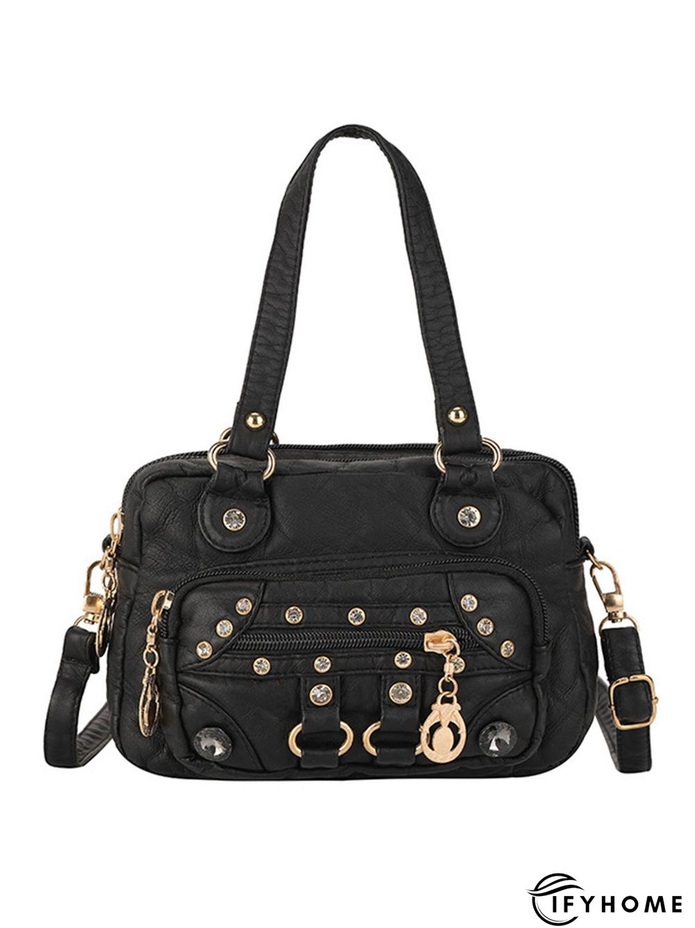Retro Ethnic Style Mosaic Rhinestone Zipper Messenger Bag | IFYHOME