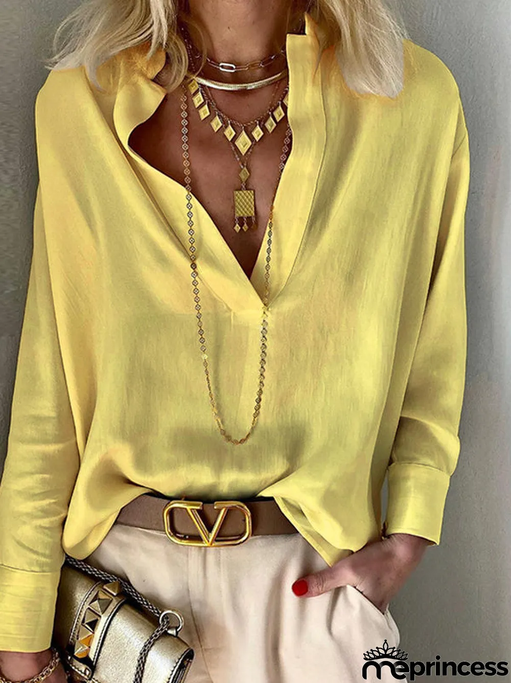 Women Long Sleeve T-shirt Neck Solid Color Tops