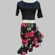 Standawon Leopard Print Women Classic Latin Dance Costumes Asymmetrical Ruffle Mermaid Skirt Lady Salsa Chacha Tango Rumba Dress