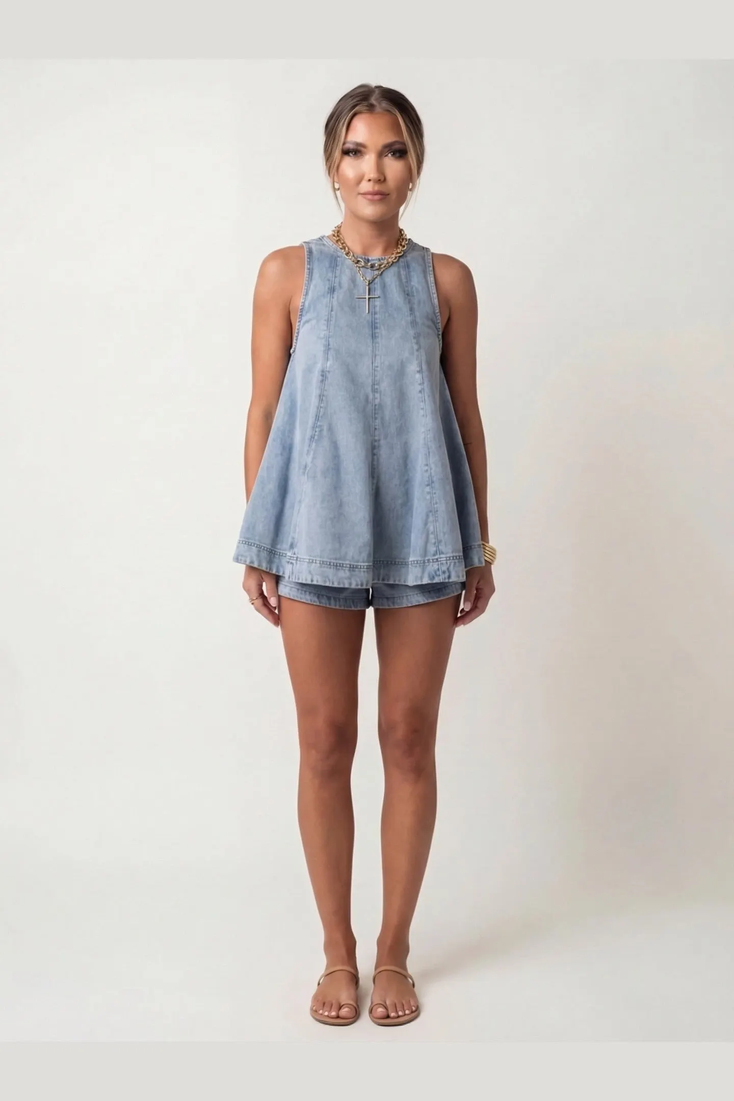 Women's Denim Two Piece Co-Ord Set &ndash; Relaxed Matching Outfit