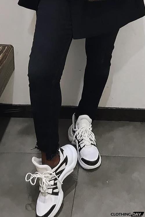 Chunky Mesh Two Tone Lace Up Sneakers