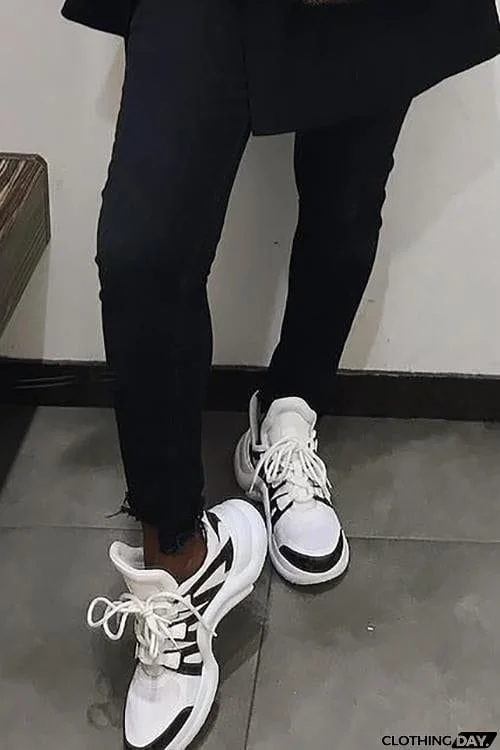 Chunky Mesh Two Tone Lace Up Sneakers