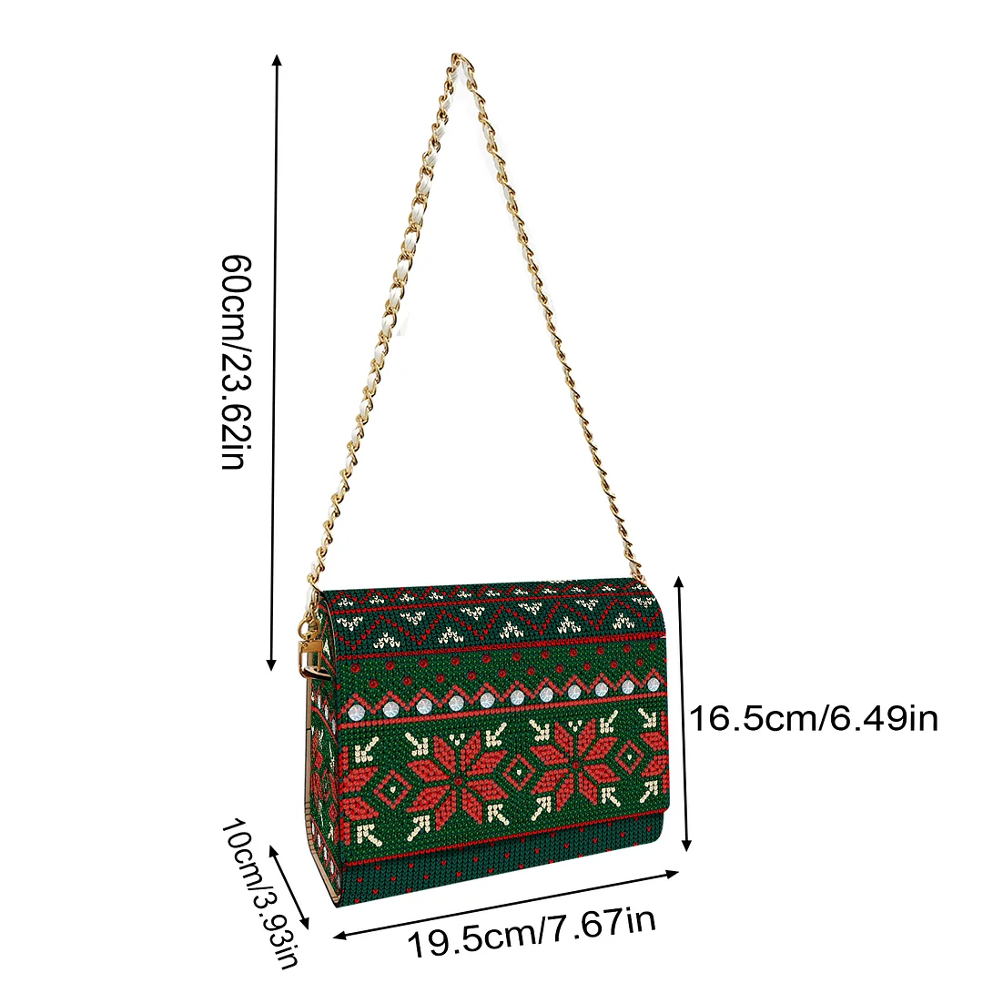 DIY Knitted Diamond Art Wooden Coin Pouch with Chain 5D Diamond Painting Purse