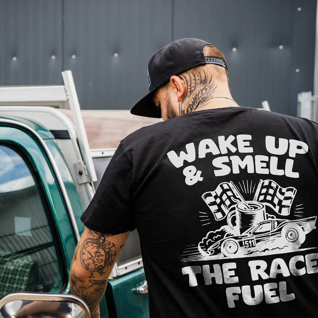 Wake Up & Smell The Race Fuel T-shirt - Devcarry