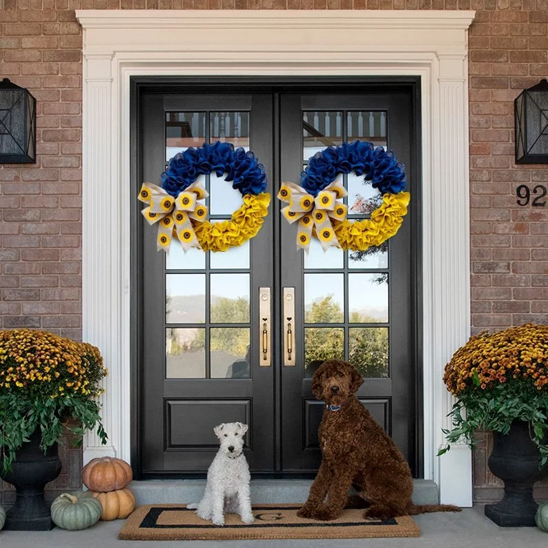 Prayer for Peace Sunflower Front Door Wreath