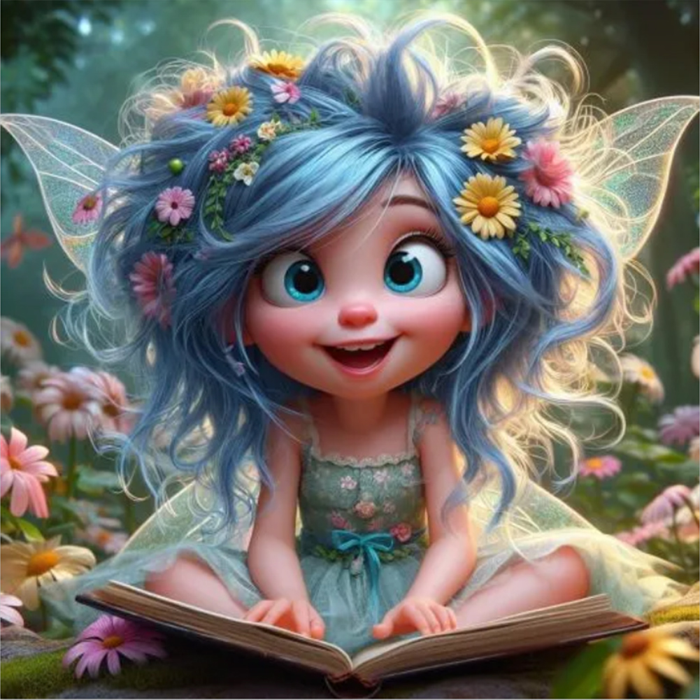 Blue Haired Elf Girl 40*40cm(canvas) full round drill diamond painting
