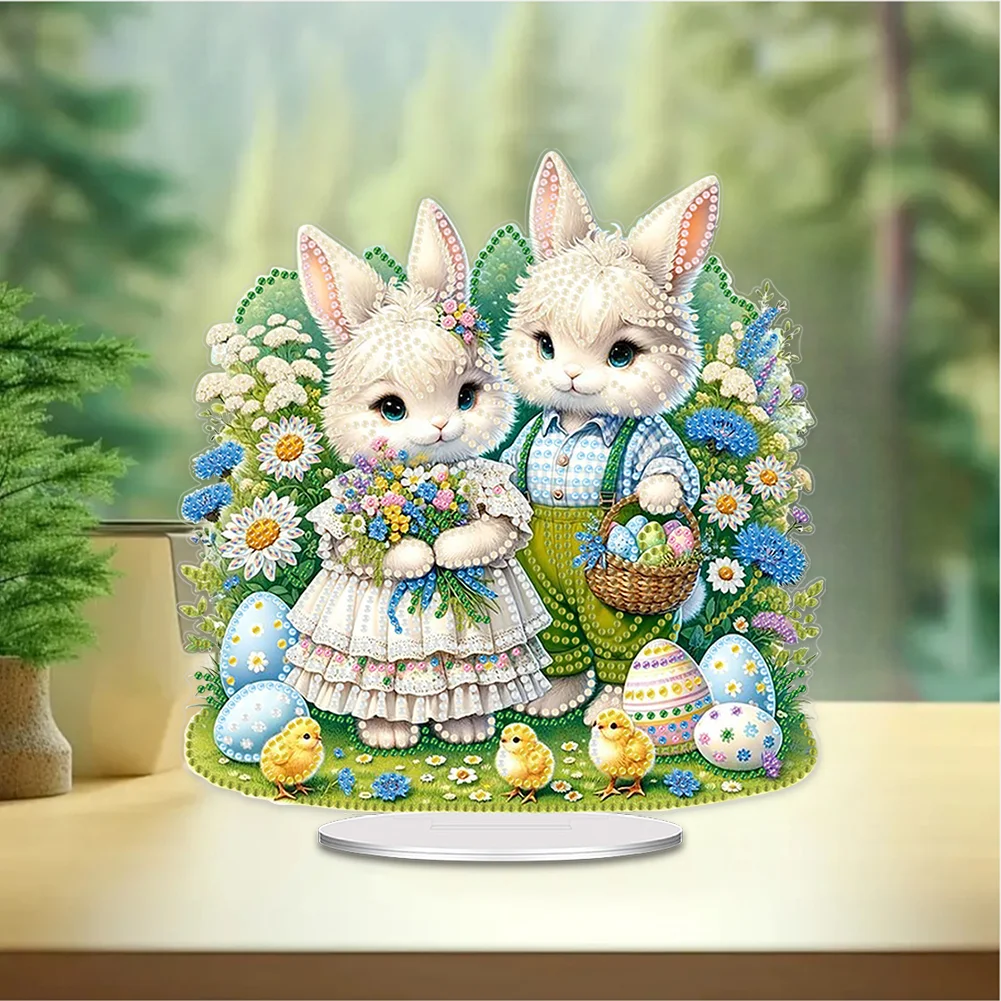 5D DIY Easter Egg Rabbit Diamond Painting Acrylic Tabletop Ornaments for Home Decor