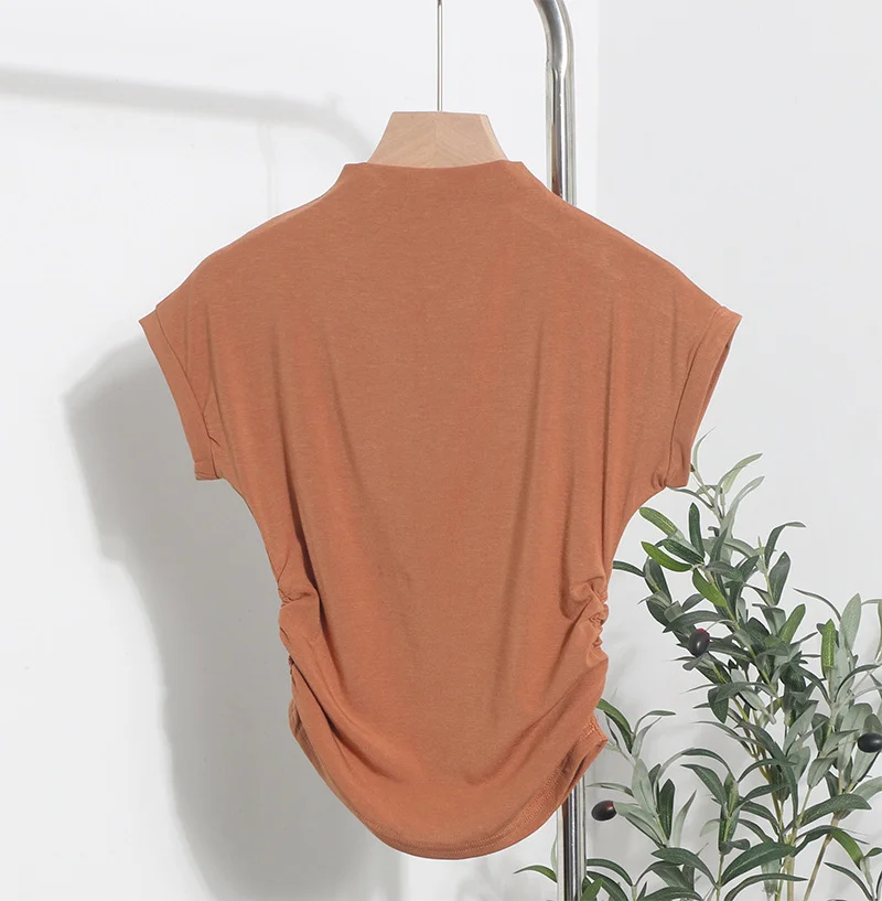 Uveng Real Shoot Half-High Collar Hottie Folded Slimmed Short T-Shirt Jacket Woman 87530