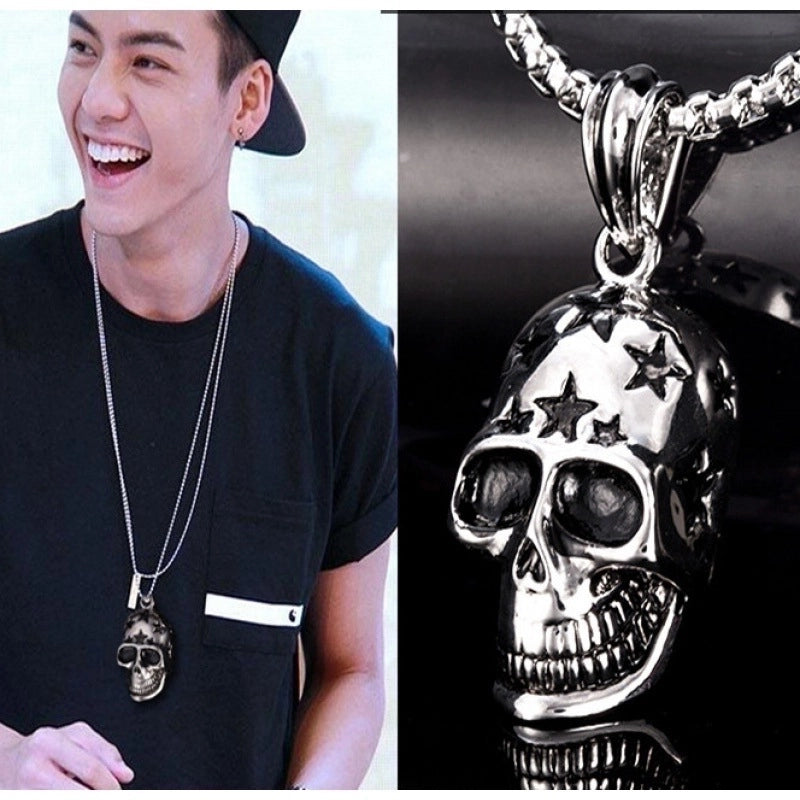 Minimalist Skull Stainless Steel Halloween Men'S Pendant Necklace