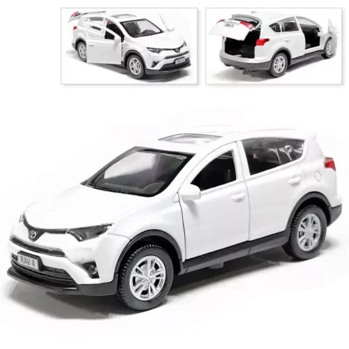 Dronehint Toyota RAV4 Metal Model Diecast Car Scale, Collectible Toy Cars, White, 1/36 Toy