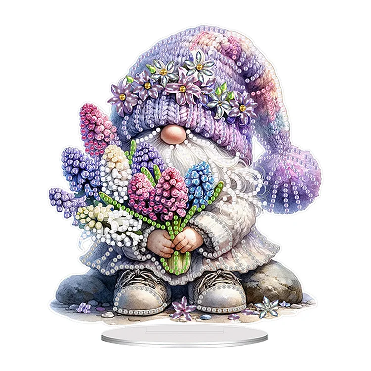 Acrylic Special Shaped Flower Gnome Diamond Painting Desktop Ornaments Kit