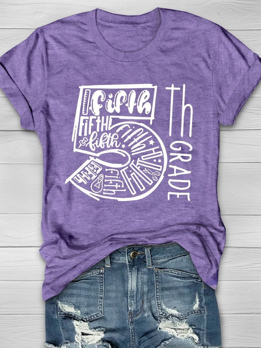 5th Grade Teacher Print Short Sleeve T-shirt