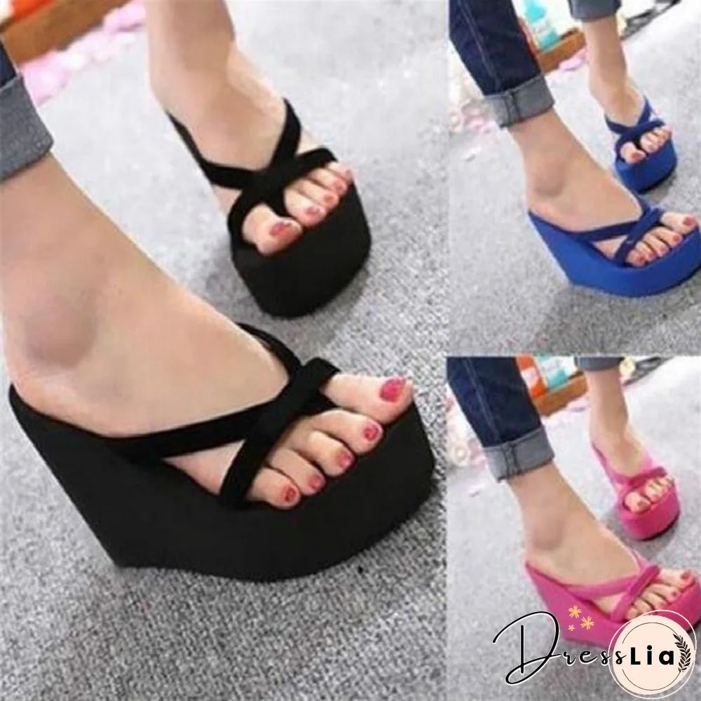 Women Casual Fashion Wedges Flip Flops Outdoor Slippers For Summer Platform Shoes