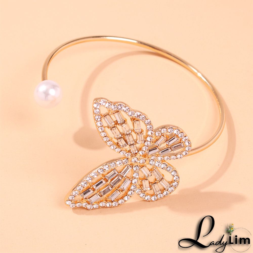 Gold Fashion Simplicity Butterfly Patchwork Rhinestone Bracelet