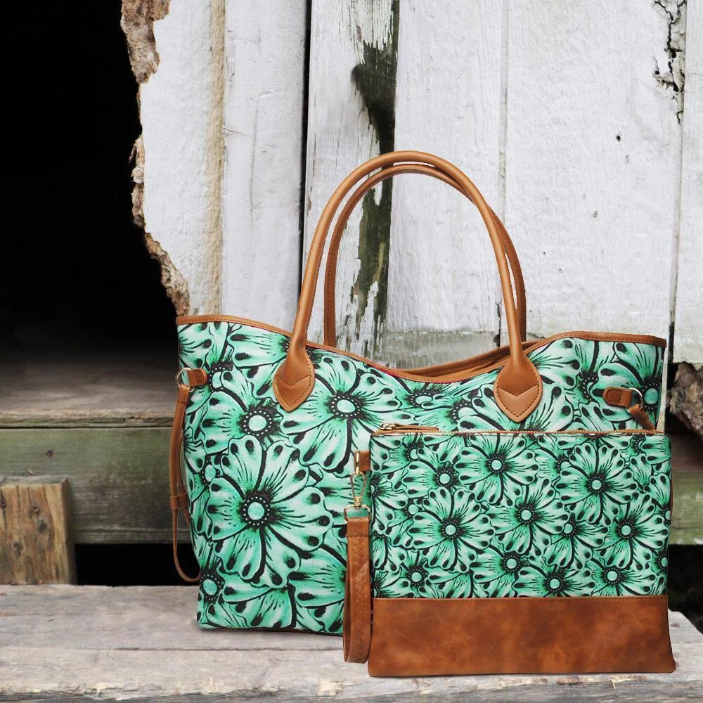 Ladies western ethnic PU two-piece handbag